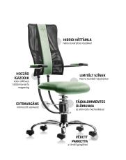 SpinaliS ergonomikus szék króm vázzal, extra szövetekkel